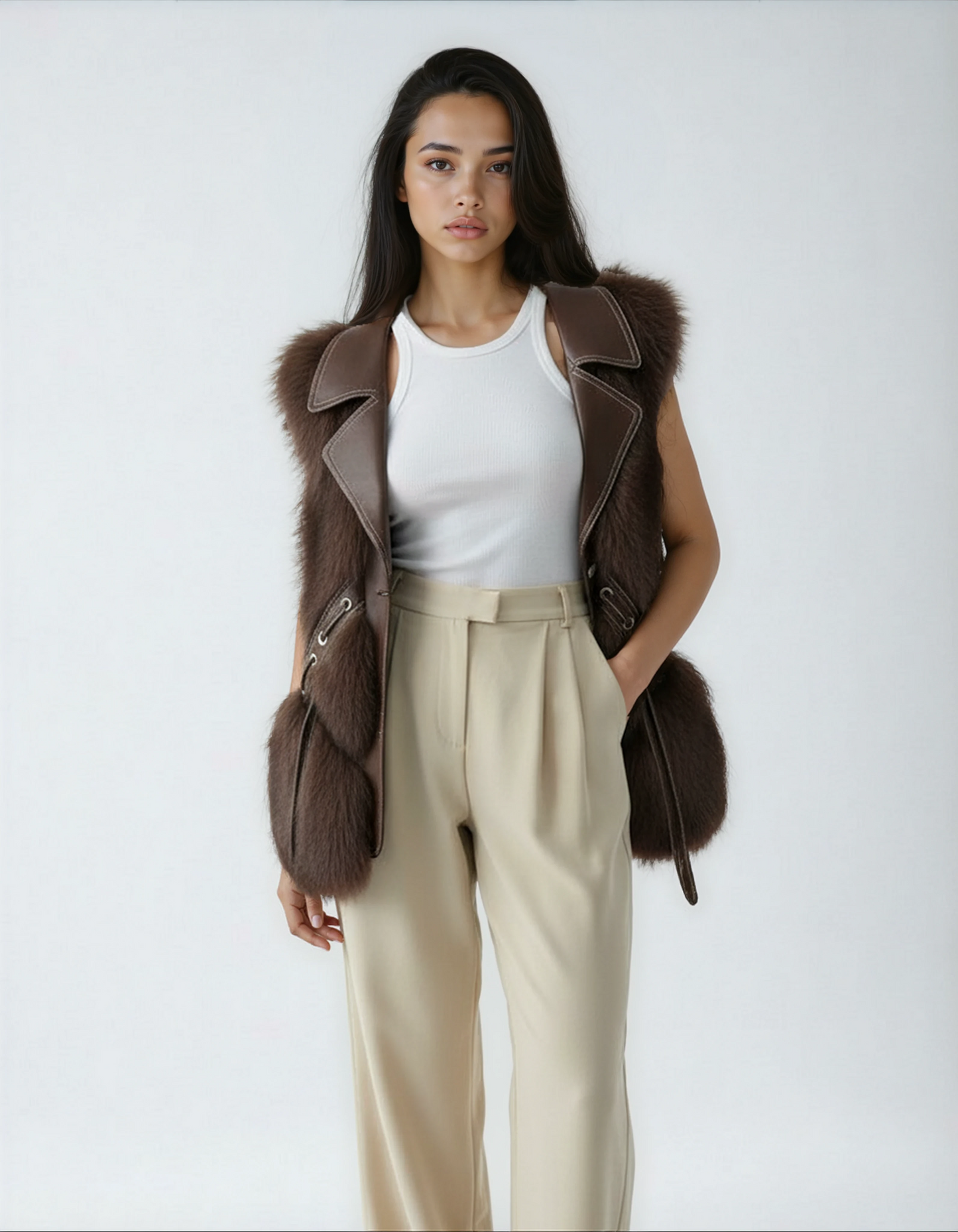 Fur-Trim Vest