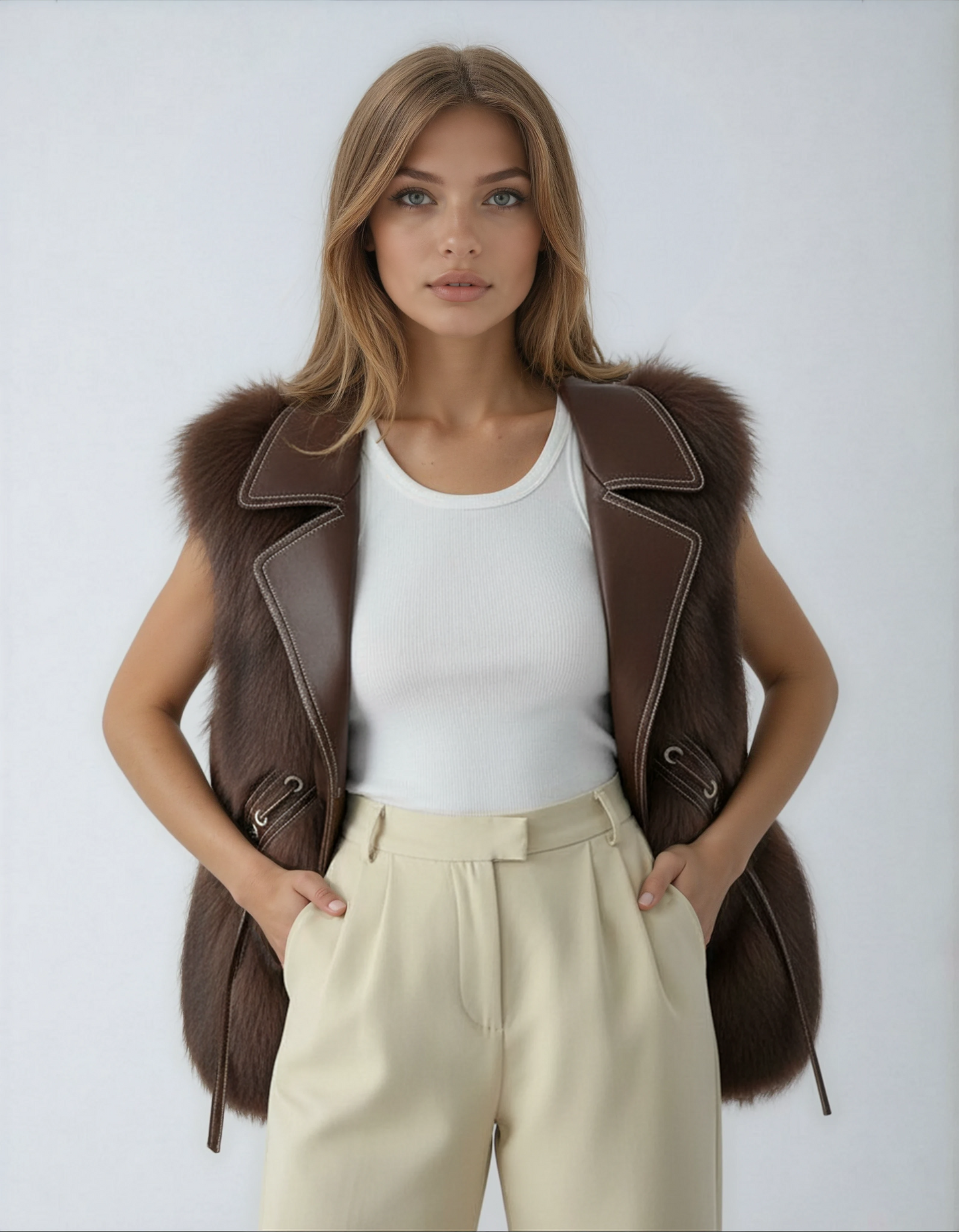 Fur-Trim Vest