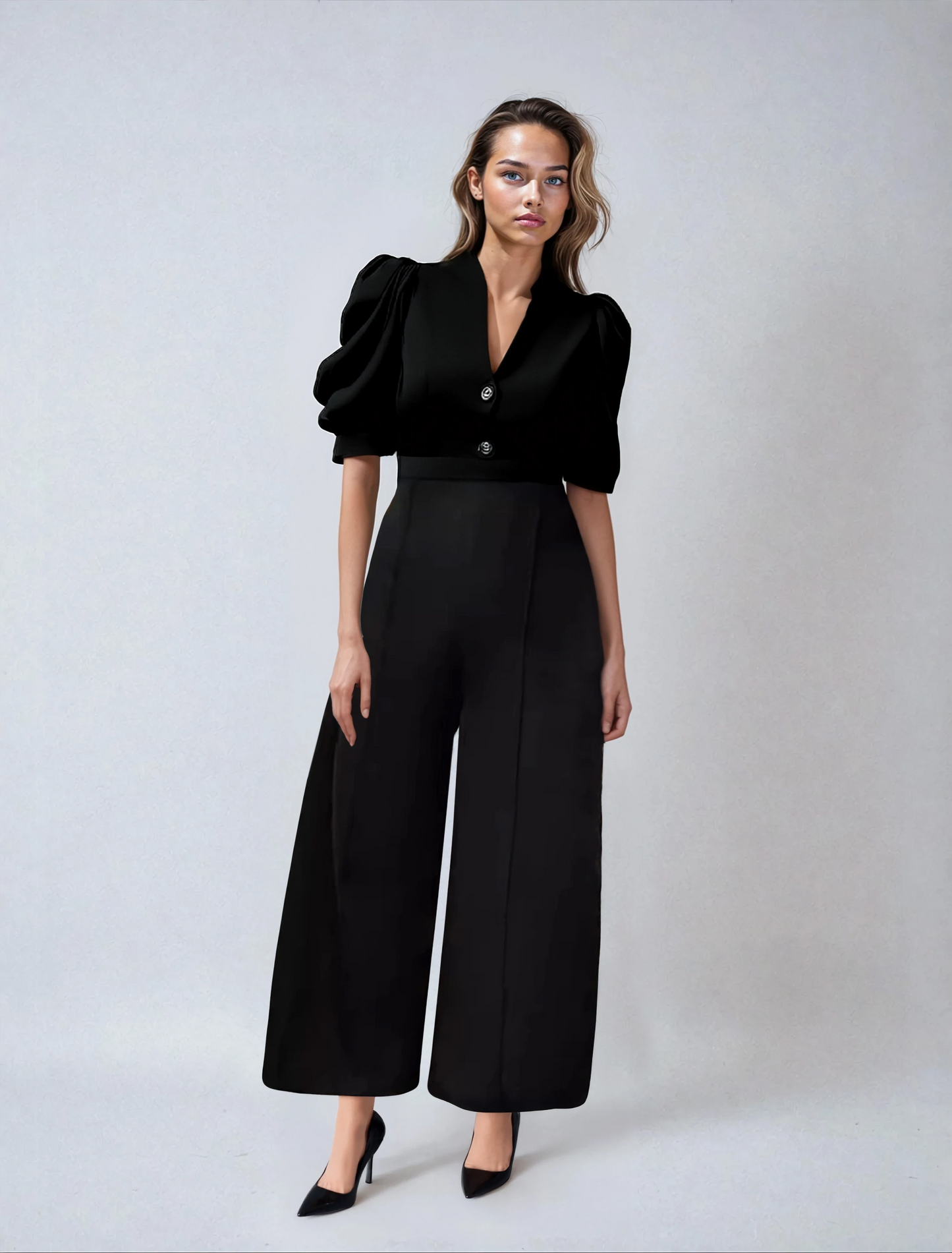  Zwarte Jumpsuit met Wijde Pijpen